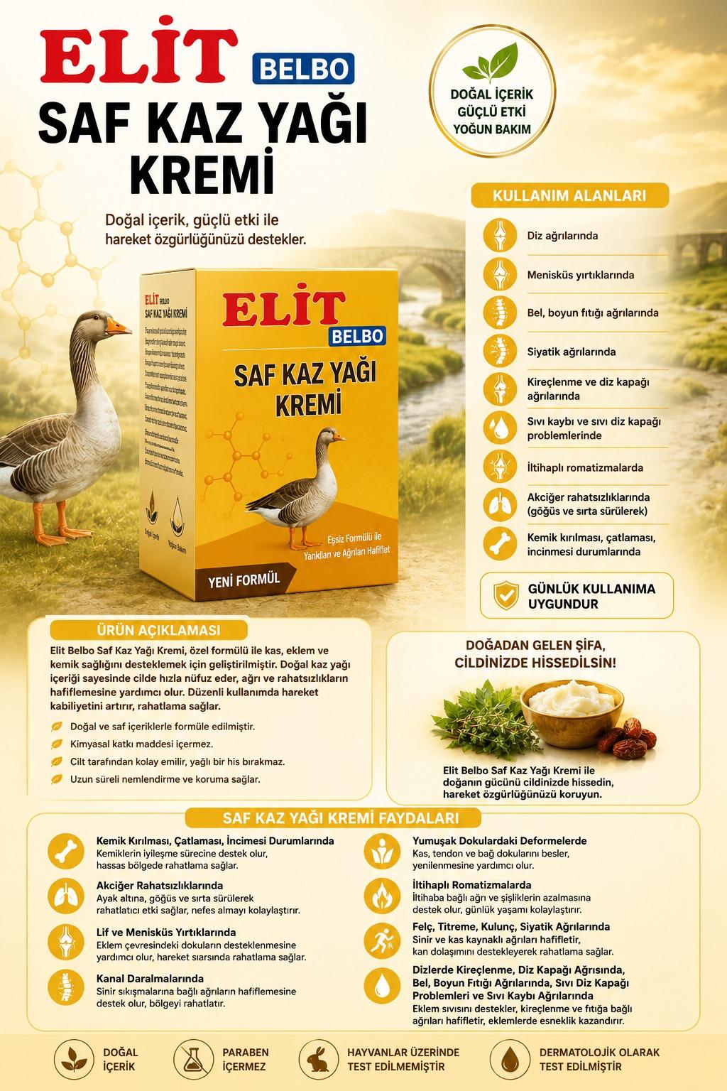 Elit Belbo Saf Kaz Yağı Kremi ürün tanıtım görseli